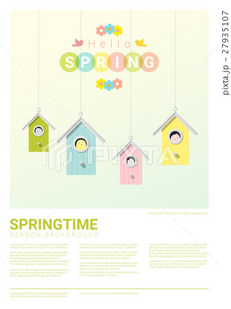 Hello spring background with little birds Hello spring background with little birds 27935107