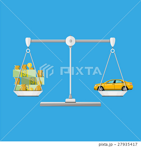 Scales with car and money coins cash 27935417