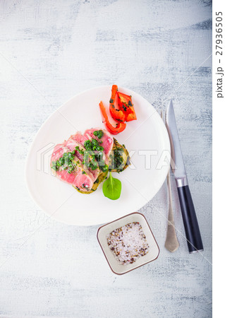 A plate of sliced roast beef A plate of sliced roast beef 27936505
