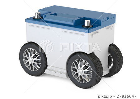 Electric car concept, auto battery with wheels Electric car concept, auto battery with wheels 27936647