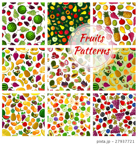 Set of seamless pattern fruits background 27937721