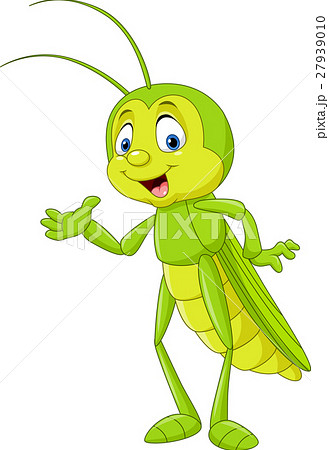 Cartoon Grasshopper Presentingのイラスト素材