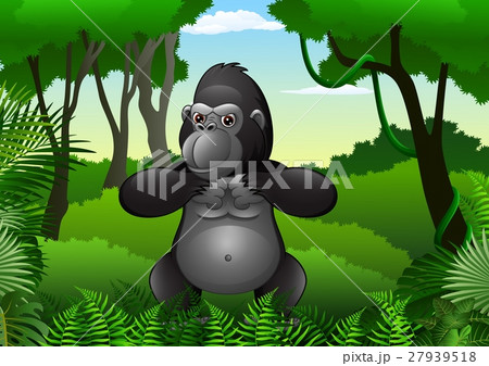 Cartoon gorilla in the jungleのイラスト素材 [27939518] - PIXTA