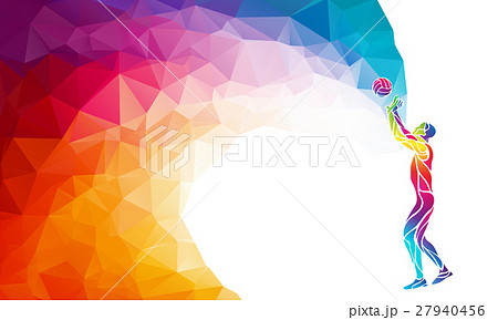 Color silhouette of volleyball player on setter Color silhouette of volleyball player on setter 27940456