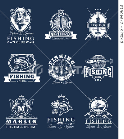 Set of vector badges, stickers on catching fish. Set of vector badges, stickers on catching fish. 27940613