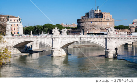 view of Bridge and Castle of Holy Angel in Rome 27941419