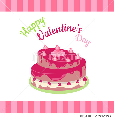 Happy Valentines Day Cake with Strawberries Happy Valentines Day Cake with Strawberries 27942493