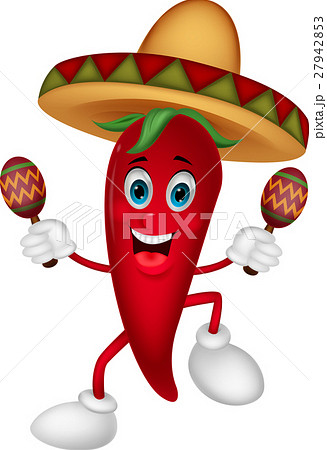 Happy chili pepper dancing with maracas Happy chili pepper dancing with maracas 27942853