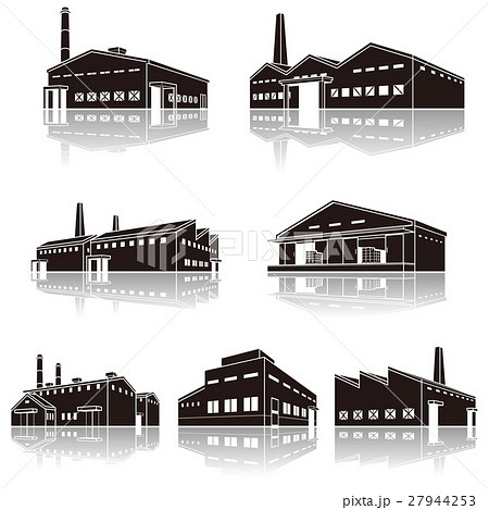 工場の影のイラスト 立体図形のイラスト素材