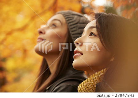 紅葉を楽しむ女性たち 27947843
