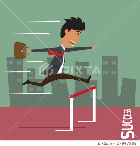 Businessman run with jumping over hurdle, Businessman run with jumping over hurdle, 27947988
