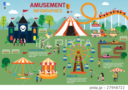 Amusement park infographic elements flat vector Amusement park infographic elements flat vector 27948722