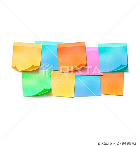 Set of different colorful sticky notes on white Set of different colorful sticky notes on white 27949942