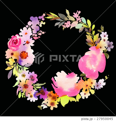 Greeting card with watercolor flowers handmade. 27950045