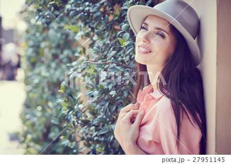 Beautiful woman resting in the summer the Italian garden Beautiful woman resting in the summer the Italian garden 27951145