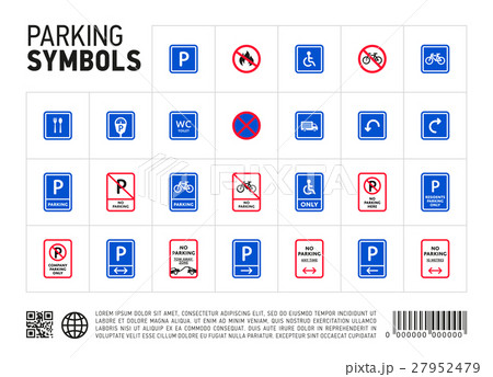 Parking zone sign isolated icon set 27952479