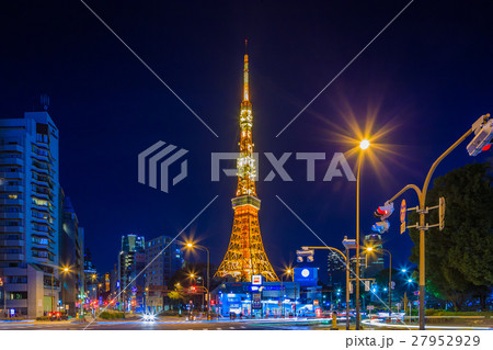 東京 赤羽橋交差点の夜景 東京 赤羽橋交差点の夜景 27952929