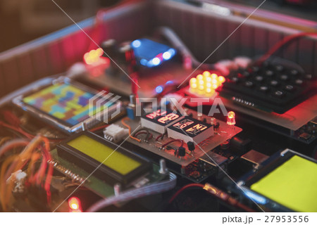 technology concept - warm tones and sun flare technology concept - warm tones and sun flare 27953556