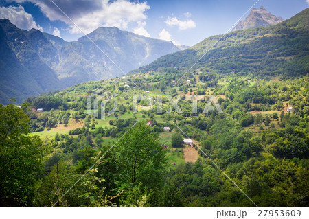 Small farm landscape of the mountains with Small farm landscape of the mountains with 27953609