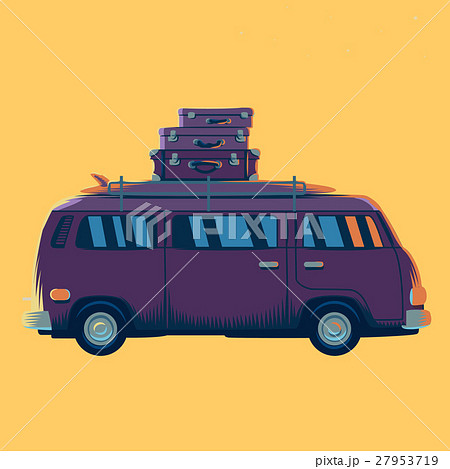 Vector illustration minivan with suitcases on the Vector illustration minivan with suitcases on the 27953719