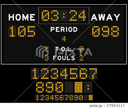 Basketball score board with orange square led 27954117