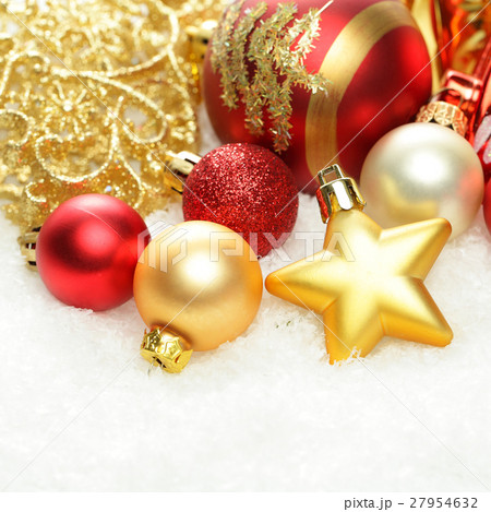 Christmas background, decorations border on snow 27954632