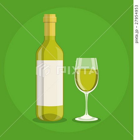 Flat bottle and a glass of wine Flat bottle and a glass of wine 27954953