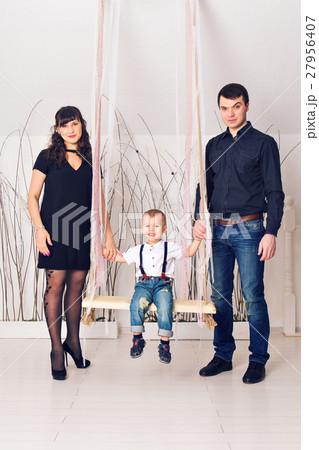 young cute happy modern family, mother father son young cute happy modern family, mother father son 27956407