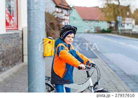 Little preschool kid boy riding on bicycle Little preschool kid boy riding on bicycle 27957610