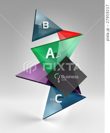 Glossy glass translucent triangles on 3d empty 27959217