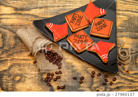 Homemade gingerbread cookies covered with icing 27960137