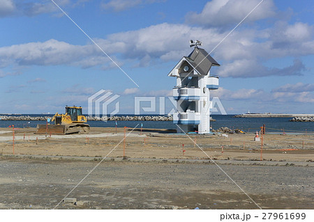 復興中の原釜尾浜海水浴場の写真素材