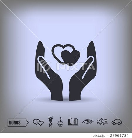 Pictograph of heart in hand Pictograph of heart in hand 27961784