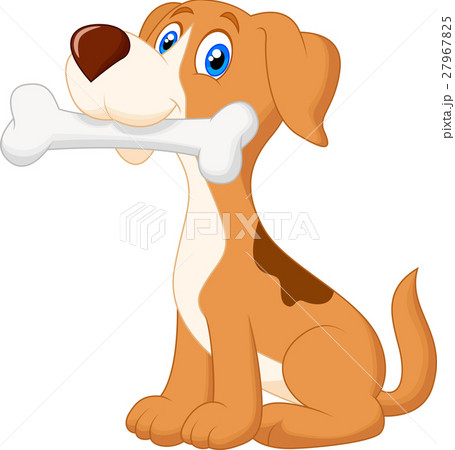 Cartoon Funny Dog With Boneのイラスト素材