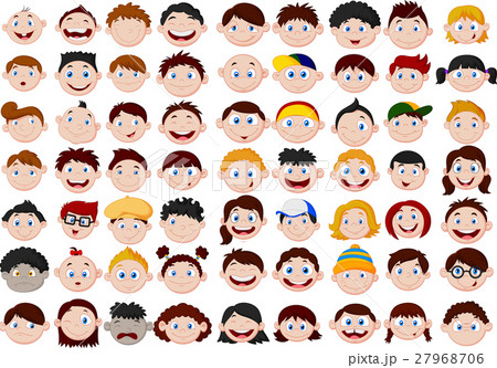 Set of cartoon children head 27968706
