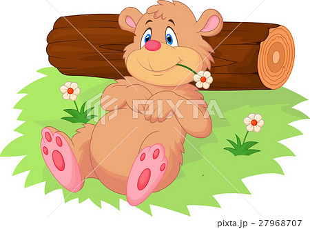 Cute cartoon bear relaxing 27968707