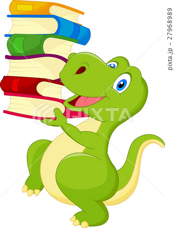 Cute dinosaur holding a book 27968989
