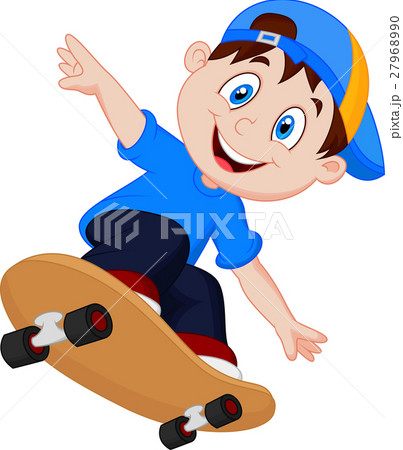 Happy Cartoon Skateboard Boy 27968990