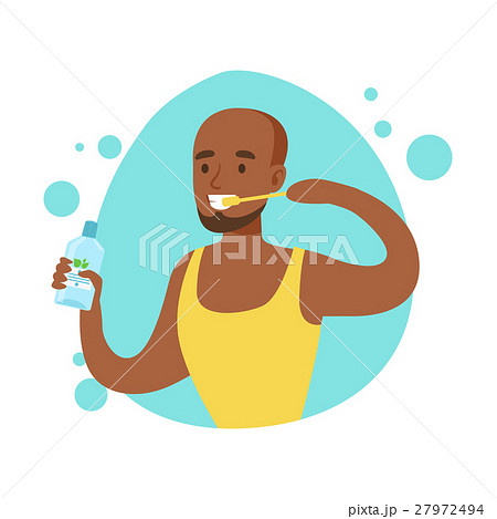 Man Brushing Teeth, Part Of People In The Bathroom 27972494