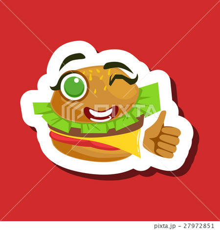 Burger Sandwich Showing Thumbs Up, Cute Emoji 27972851
