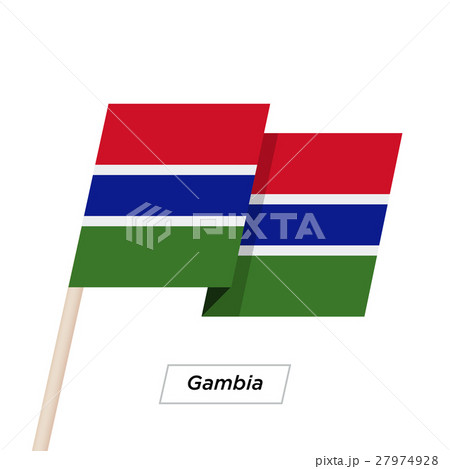 Gambia Ribbon Waving Flag Isolated on White Gambia Ribbon Waving Flag Isolated on White 27974928