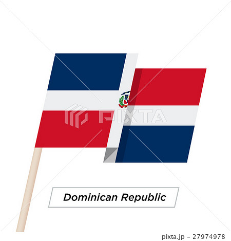 Dominican Republic Ribbon Waving Flag Isolated on 27974978