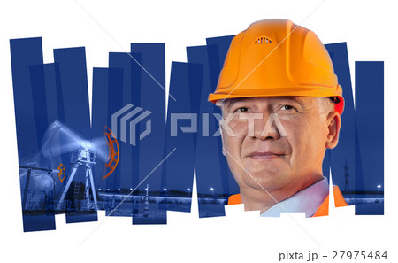 Engineer in an oil field. Collage composition. 27975484