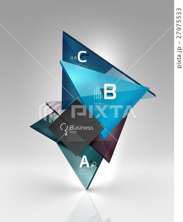 Glossy glass translucent triangles on 3d empty 27975533