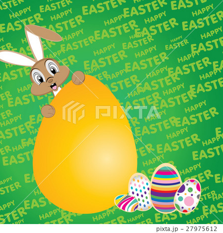 Easter bunny with Big egg on green background. Easter bunny with Big egg on green background. 27975612