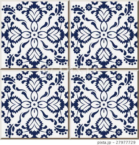 Ceramic tile navy blue cross flower kaleidoscope. 27977729