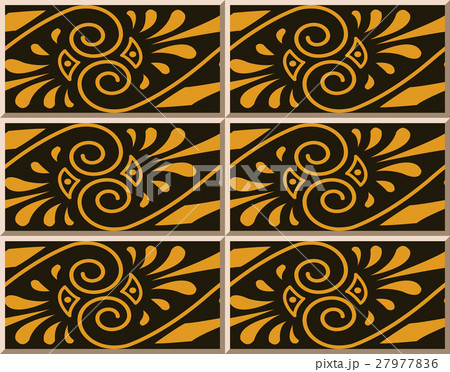Ceramic tile aboriginal brown spiral cross vine 27977836