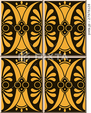 Ceramic tile yellow curve oval round garden leaf 27978128