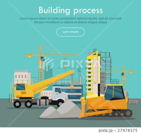 Building Process Web Banner Concept in Flat Style. 27978375