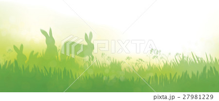 Vector rabbits in grass nature background. Vector rabbits in grass nature background. 27981229